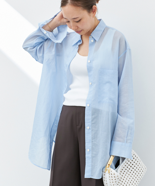 Deuxieme Classe ブラウス シャツ *Sheer ストライプ レディース