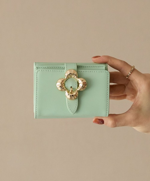 ミニウォレット　真鍮フラワー Hashibami（ハシバミ） 財布 「HASHIBAMI」フラワーバックル ミニ