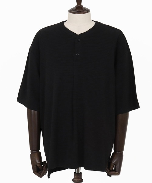 CAMBIO（カンビオ） tシャツ mt9657-Border Dobby Jacquard Henley