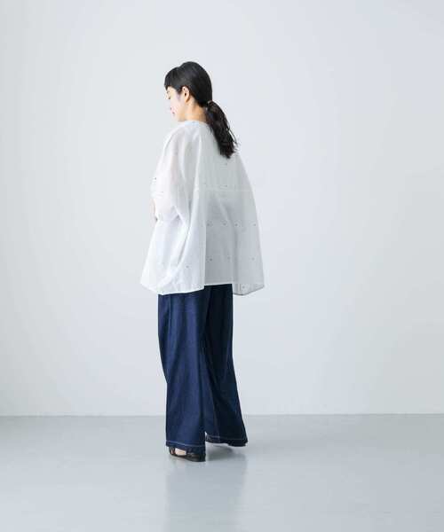 かぐれ　ドット刺しゅうワイドプルオーバー 2024年春夏　半袖　綿100% かぐれ｜ドット刺しゅうワイドプルオーバー | Rakuten Fashion