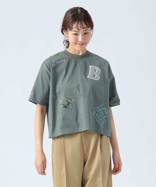 値下げ！　【美品】ロゴ入り半袖Tシャツ　刺繍Tシャツ　beams ビームス BEAMS HEART tシャツ ロゴ 刺繍 Tシャツ レディース : ZOZOTOWN