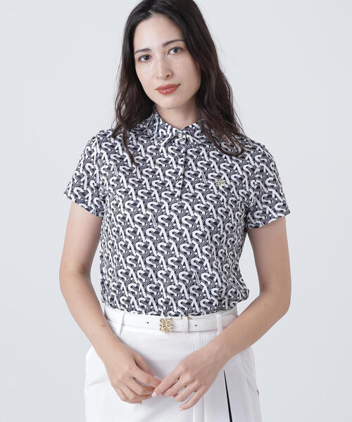 St ANDREWS ポロシャツ エアロクールピケSAモノグラム柄半袖ポロシャツ (MENS) | St