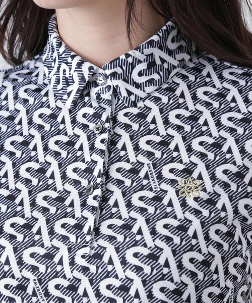 ポロシャツ ポロ 「St ANDREWS」エアロクールピケSAモノグラム柄半袖ポロシャツ (WOMENS) レディース St ANDREWS ポロシャツ ポロ 「St ANDREWS」エアロクールピケSA