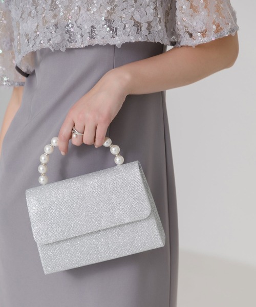 Leja ハンドバッグ 「LEJA」2WAYパールハンドルグリッターバッグ