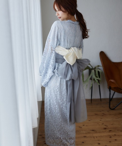 BODY LINE 浴衣ドレス セパレート 帯 巾着 セット 大人 バラ SOUBIEN 浴衣 セット レディース 浴衣セット 半幅帯 新作 大人 3