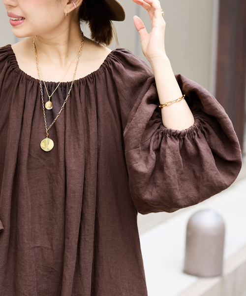 Deuxieme Classe ワンピース *Linen オフショルダー ドレス