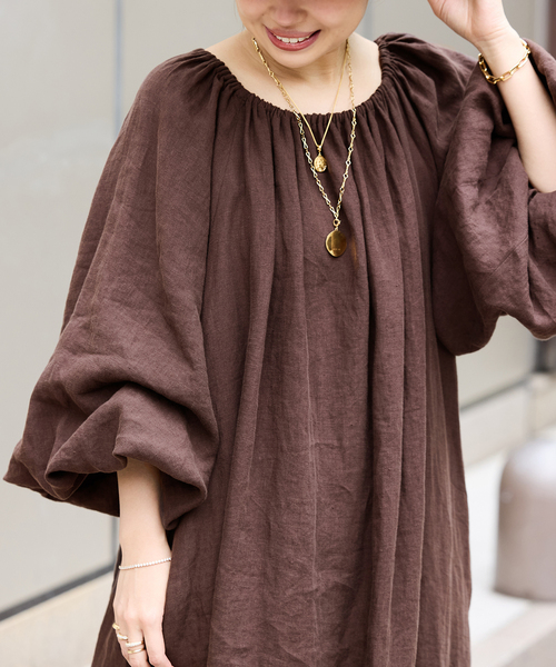 Deuxieme Classe ワンピース *Linen オフショルダー ドレス