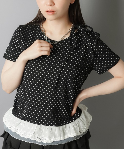 tシャツ 肩リボンモチーフカットソー レディース 楽天市場】肩リボン トップス（Tシャツ・カットソー｜トップス