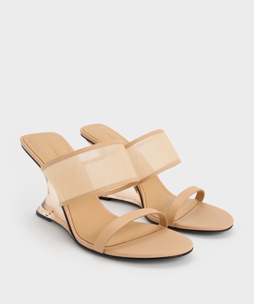 スカルプチュアヒール　サンダル CHARLES & KEITH スカルプチュアヒール サンダル 【再入荷