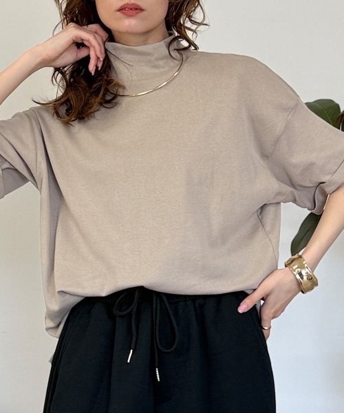 RCD tシャツ 半袖 「コットン100％」ハイネック半袖カットソー 