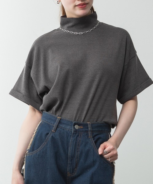 RCD tシャツ 半袖 「コットン100％」ハイネック半袖カットソー