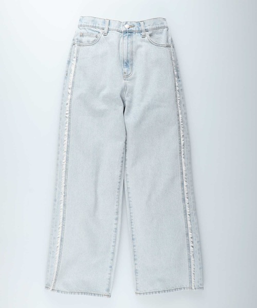 [BACK NUMBER] обработка Denim брюки M свет индиго голубой женский 