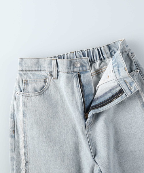 [BACK NUMBER] обработка Denim брюки M свет индиго голубой женский 