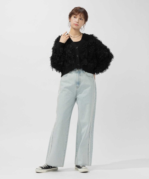 [BACK NUMBER] обработка Denim брюки M свет индиго голубой женский 