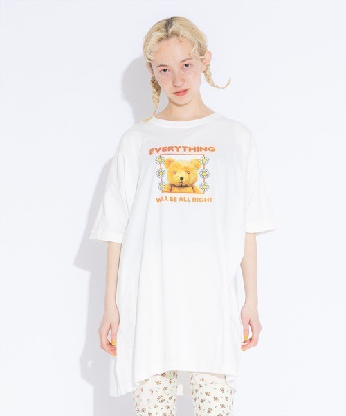 「Candy Stripper」 半袖Tシャツ 2 オフホワイト レディース