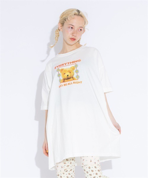 「Candy Stripper」 半袖Tシャツ 2 オフホワイト レディース