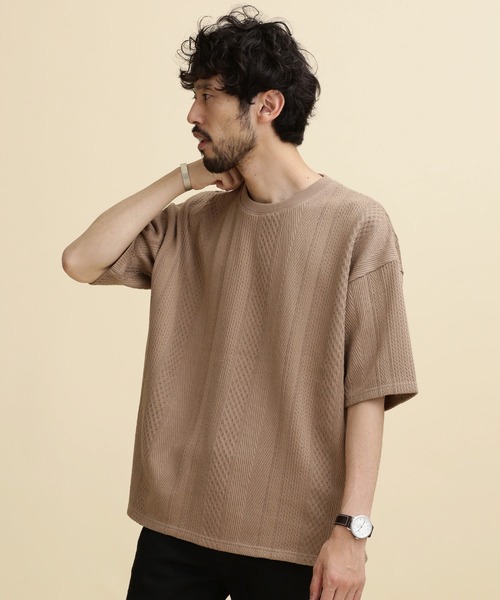 「NANO universe」 半袖Tシャツ S ベージュ メンズ