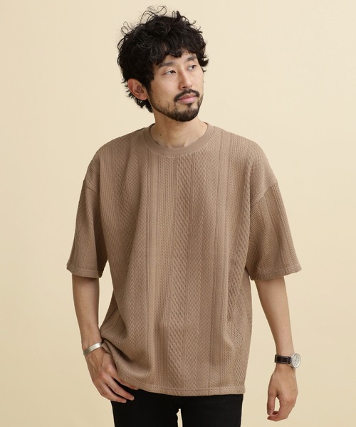 「NANO universe」 半袖Tシャツ S ベージュ メンズ