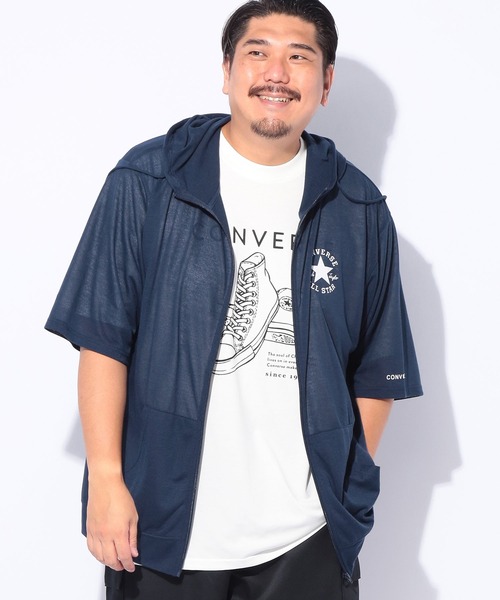 CONVERSE パッチワーク フルジップパーカー CONVERSE パーカー 2025SS CONVERSE/コンバース ワンポイント