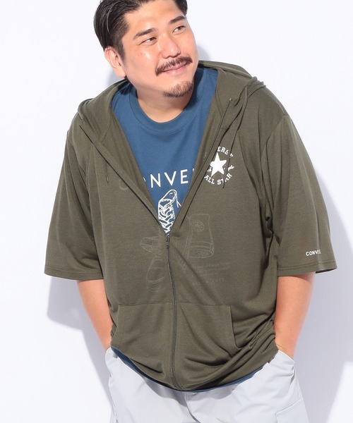 CONVERSE パッチワーク フルジップパーカー CONVERSE パーカー 2025SS CONVERSE/コンバース ワンポイント