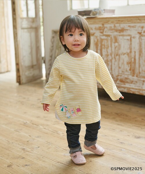 tシャツ 「80-100cm」シナぷしゅトロピカルボーダー Tシャツ キッズ