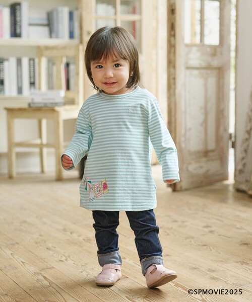 tシャツ 「80-100cm」シナぷしゅトロピカルボーダー Tシャツ キッズ