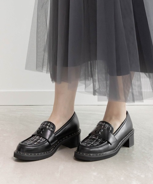 RANDA（ランダ） ローファー モノグラムスタッズボリュームローファー