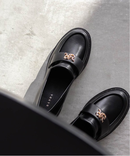 RANDA（ランダ） ローファー モノグラムスタッズボリュームローファー