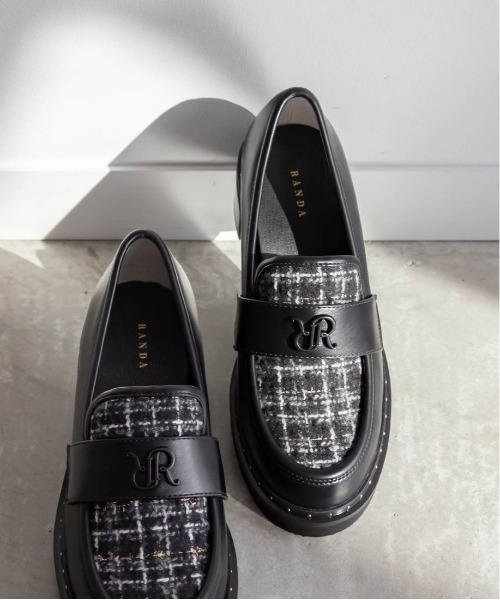 RANDA（ランダ） ローファー モノグラムスタッズボリュームローファー