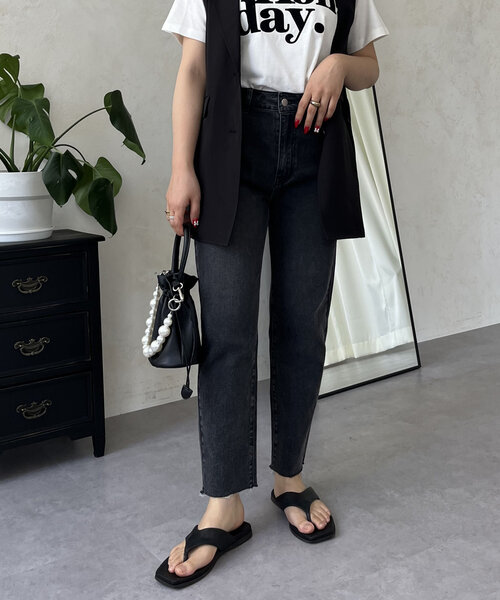 「prose verse」 ダメージ加工デニムパンツ MEDIUM ブラック レディース_画像5