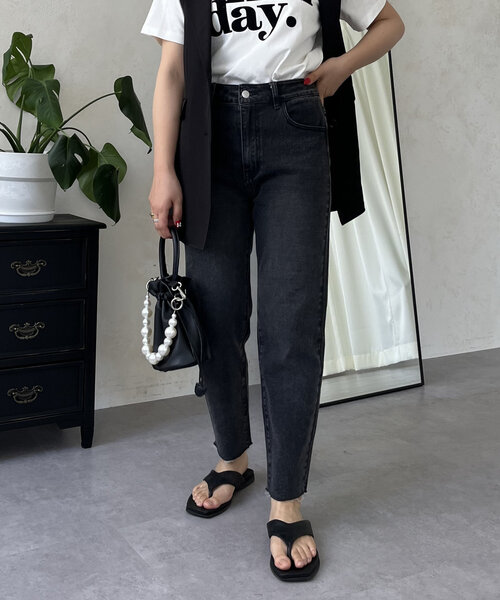 「prose verse」 ダメージ加工デニムパンツ MEDIUM ブラック レディース_画像7