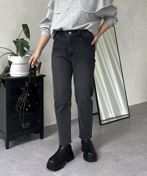 「prose verse」 ダメージ加工デニムパンツ MEDIUM ブラック レディース_画像9
