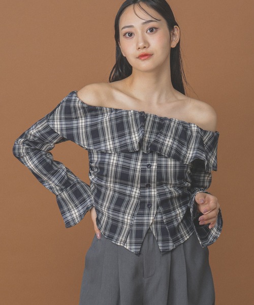 新品未使用 オフショルブラウス HOLIDAYANDHOLIDAY 3.3 FIELD TRIP ブラウス シャツ Field Trip／チェック