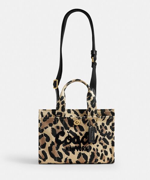 【美品】コーチ 2way カーゴトート26 レオパード キャンバス 豹柄 コーチ カーゴ トート 26・レオパード プリント ヒョウ柄 バッグ 楽天