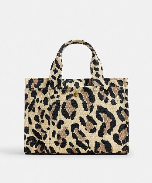 【美品】コーチ 2way カーゴトート26 レオパード キャンバス 豹柄 COACH（コーチ） トートバッグ レディース COACH 2Way キャンバス