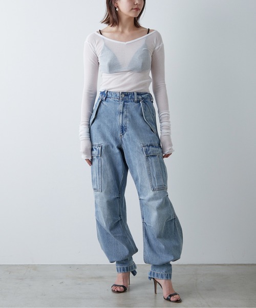 [GALLARDAGALANTE] обработка Denim брюки 1 голубой женский 