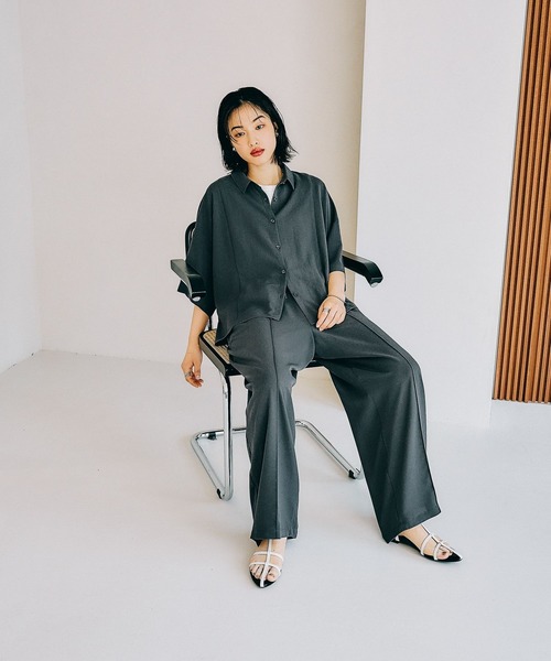 「LEPSIM」 半袖シャツ FREE カーキ レディース_画像4