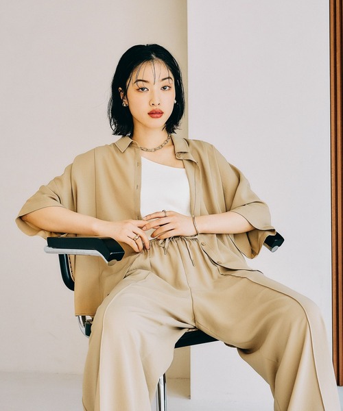 「LEPSIM」 半袖シャツ FREE カーキ レディース_画像8