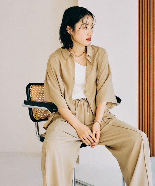 「LEPSIM」 半袖シャツ FREE カーキ レディース_画像9