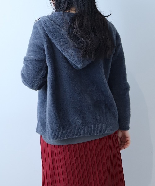 leswel パーカー 「L〜5L 大きいサイズ」フェザーヤーンニットパーカー