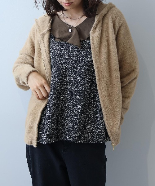 leswel パーカー 「L〜5L 大きいサイズ」フェザーヤーンニットパーカー