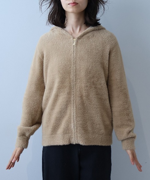 leswel パーカー 「L〜5L 大きいサイズ」フェザーヤーンニットパーカー