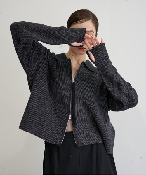 nearness カーディガン ダブルジップニットカーディガン レディース