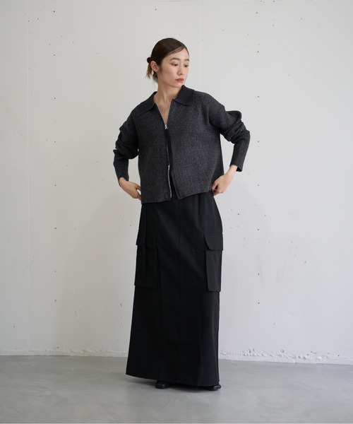 nearness カーディガン ダブルジップニットカーディガン レディース