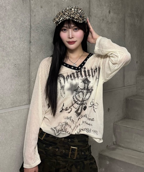 ZIPPER CLUB ニット セーター Vneck cross seir knit レディース