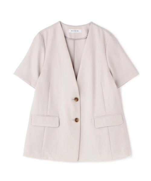 「NATURAL BEAUTY BASIC」 ノーカラージャケット SMALL ベージュ レディース_画像2