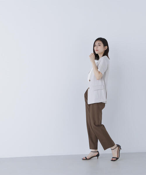 「NATURAL BEAUTY BASIC」 ノーカラージャケット SMALL ベージュ レディース_画像7