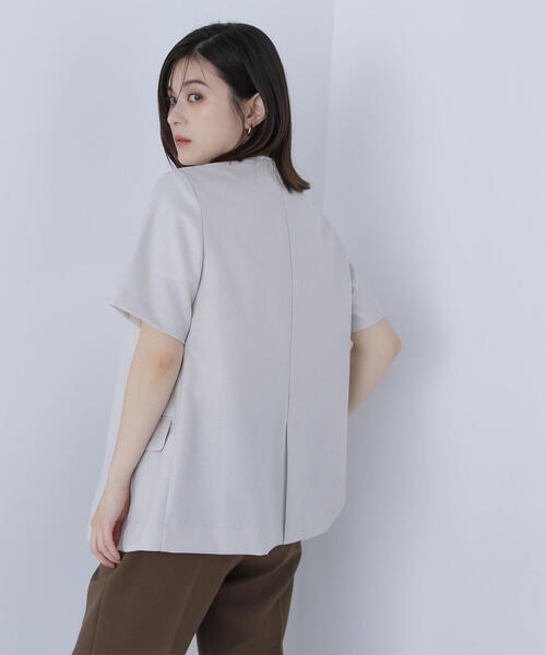 「NATURAL BEAUTY BASIC」 ノーカラージャケット SMALL ベージュ レディース_画像8