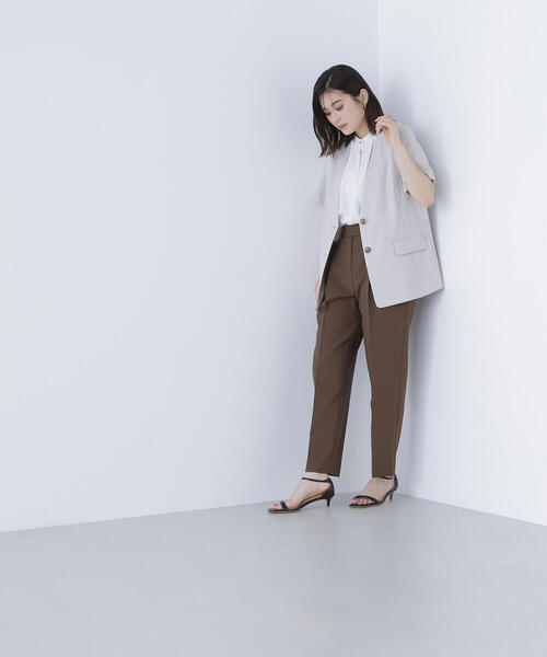 「NATURAL BEAUTY BASIC」 ノーカラージャケット SMALL ベージュ レディース_画像9