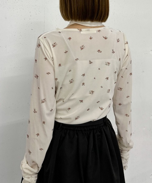 archives（アルシーヴ） tシャツ 花柄シアーベロアTOPS レディース 